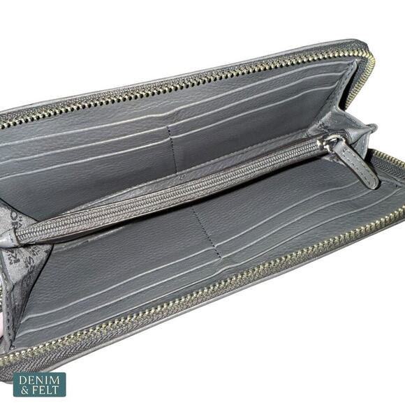 Michael Kors Grey Leather Continental Zip Around Long Wallet Clutch Purse - Picture 11 of 13